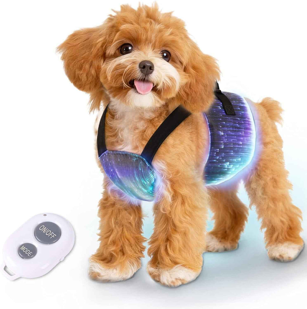 LED Fiber-Optic Dog Harness – Remote Control, Small