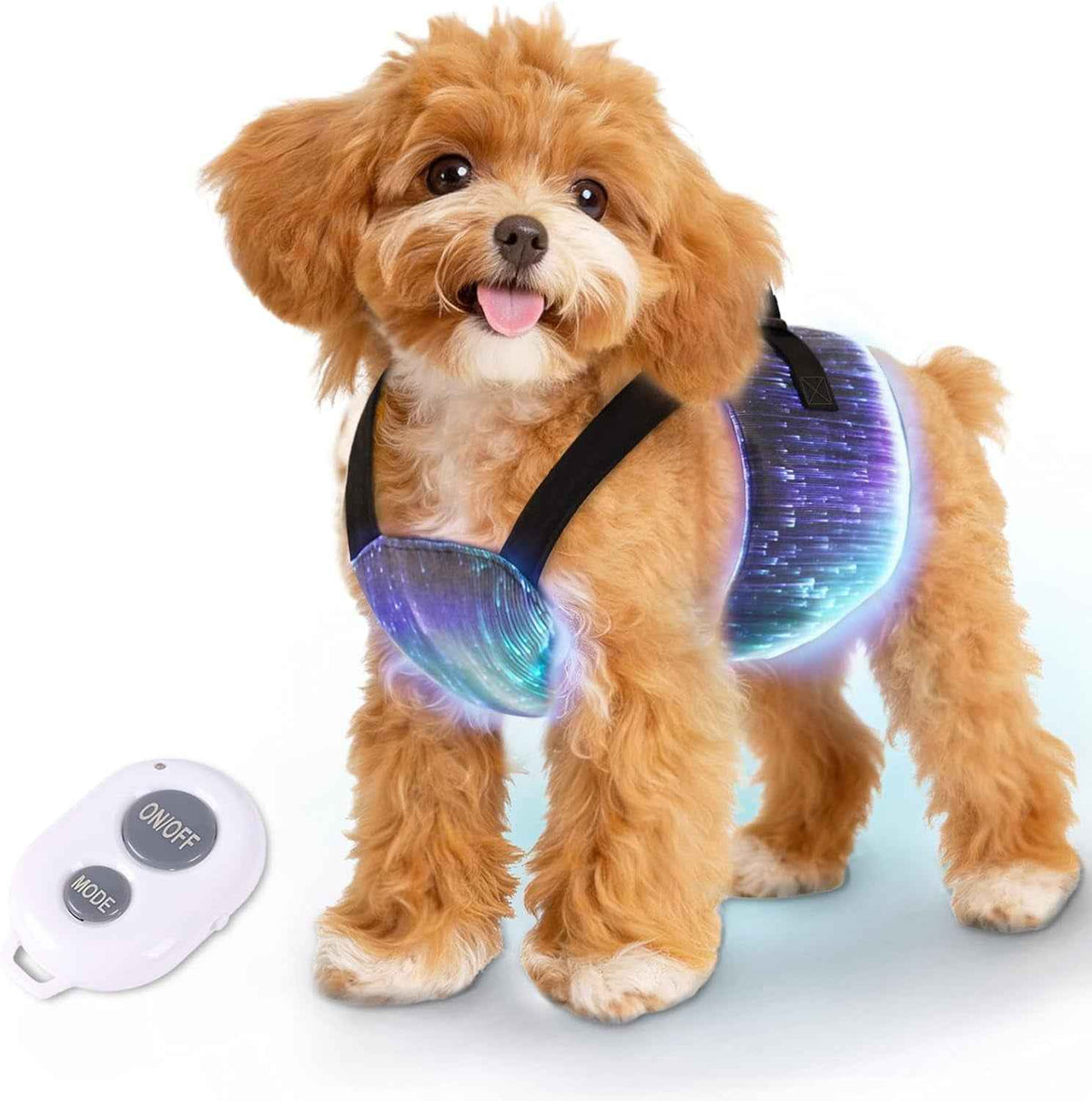 LED Fiber-Optic Dog Harness – Remote Control, Small