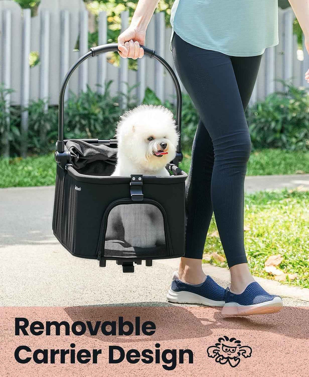 4-Wheel Foldable Pet Stroller – Removable Carrier, 33lb