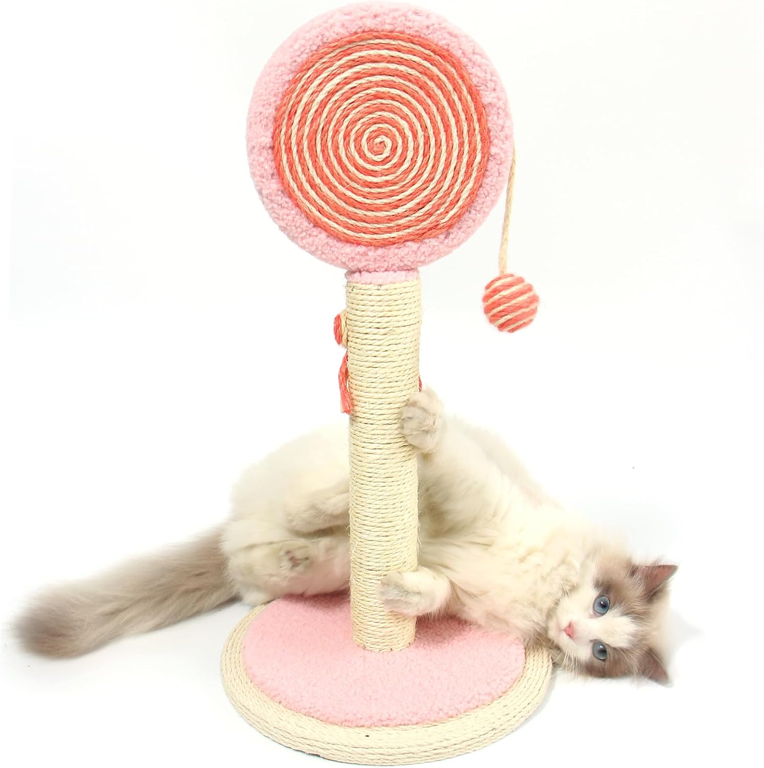 Cat Scratching Post  Cute Kittens Scratch Posts With Hanging Ball Sturdy Post Stable Base Ideal For Indoor Cats Small Large Sizes Kitty Available