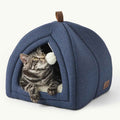 2-in-1 Cat Cave Bed – Foldable Tent, Washable Cushion
