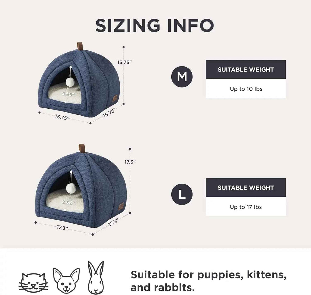 2-in-1 Cat Cave Bed – Foldable Tent, Washable Cushion