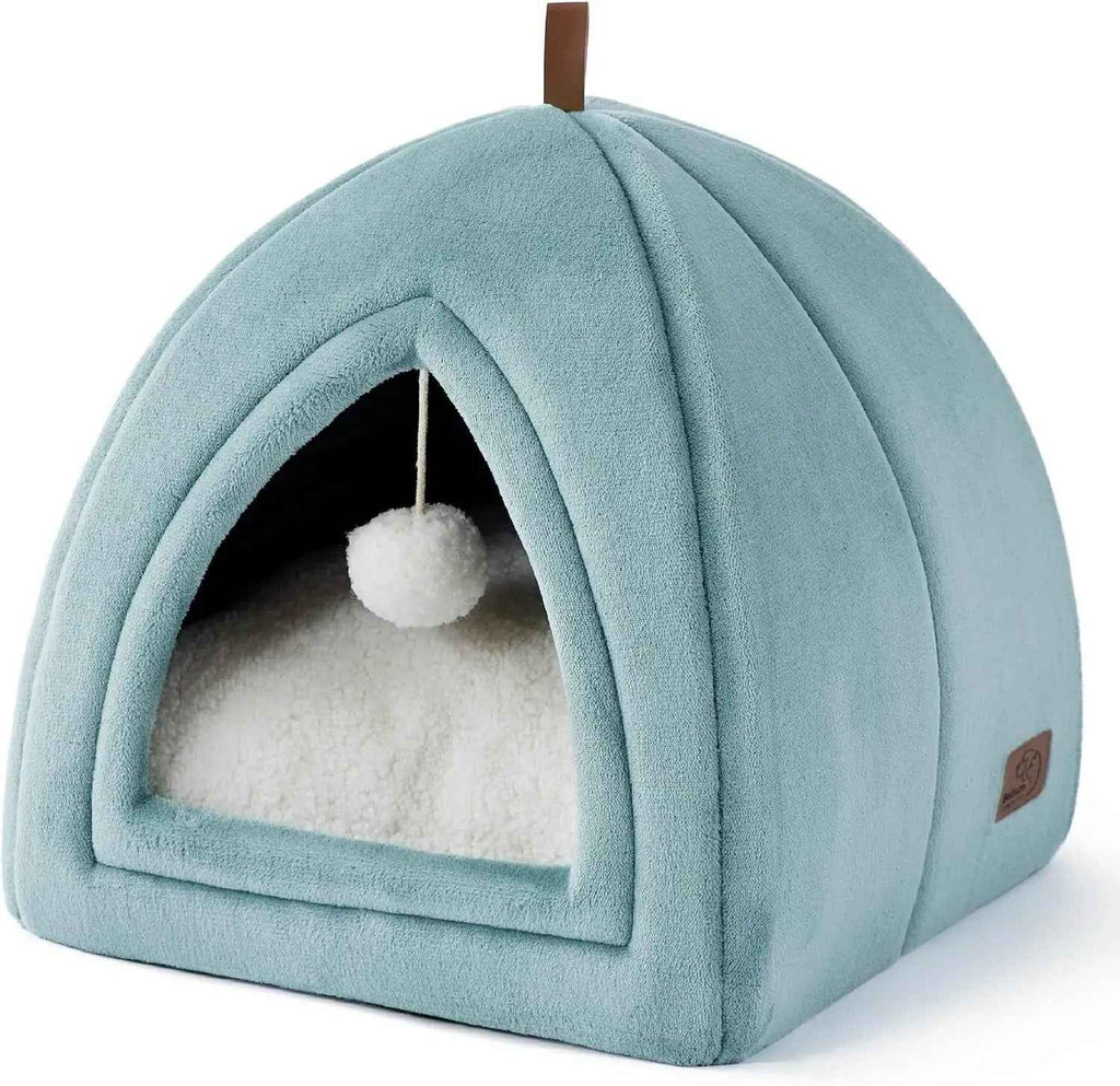 2-in-1 Cat Cave Bed – Foldable Tent, Washable Cushion