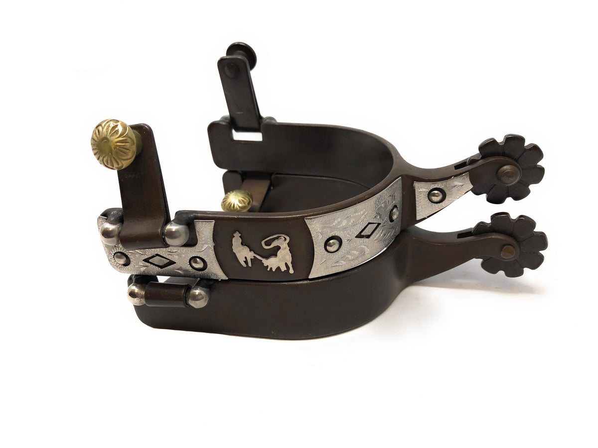 AJ Tack Men's Antique Brown Team Roping Offset Spurs