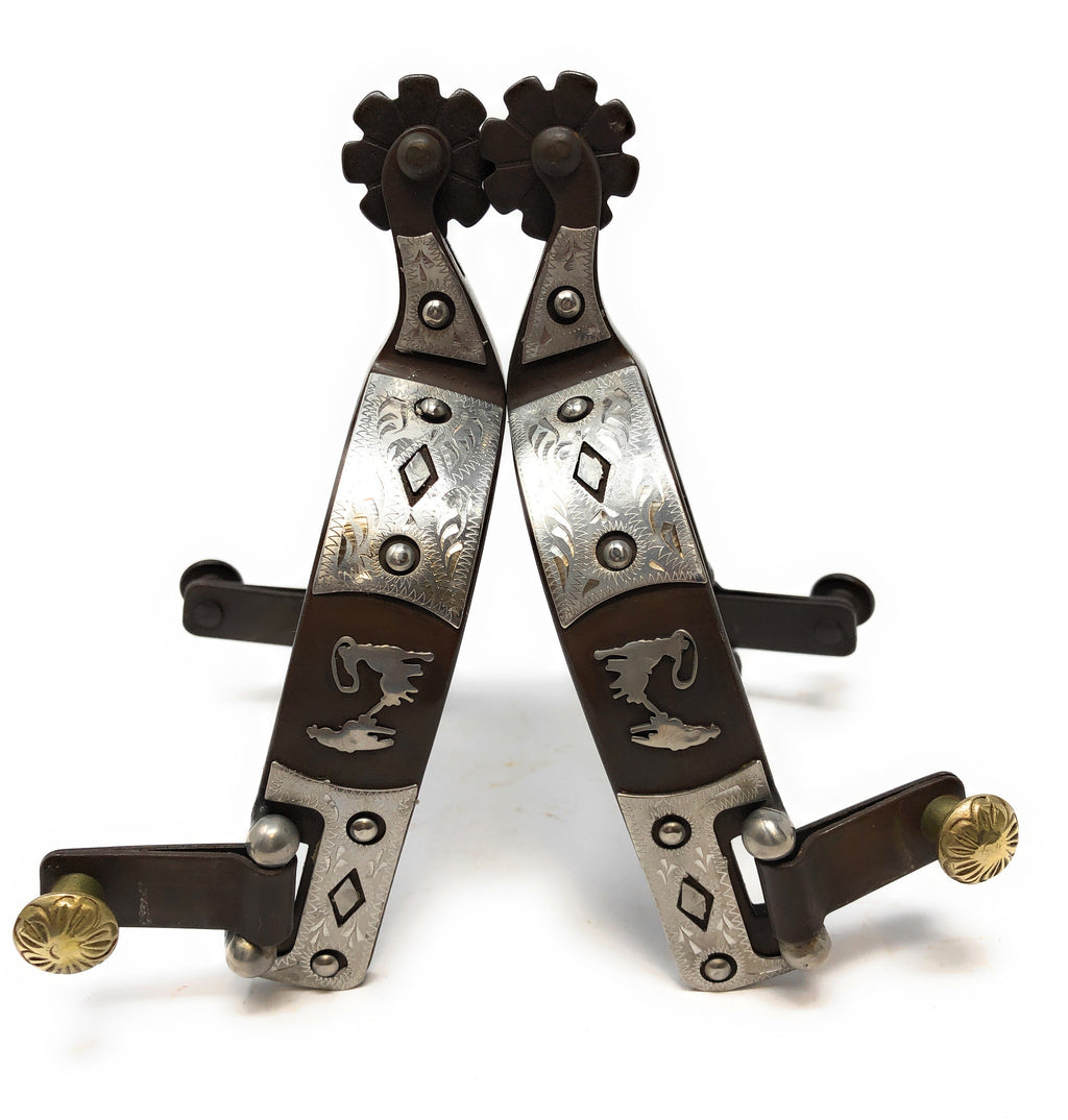 AJ Tack Men's Antique Brown Team Roping Offset Spurs