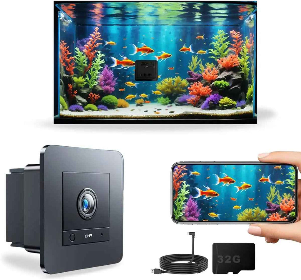 2K HD Aquarium Camera with Night Vision, Audio & 32GB Card