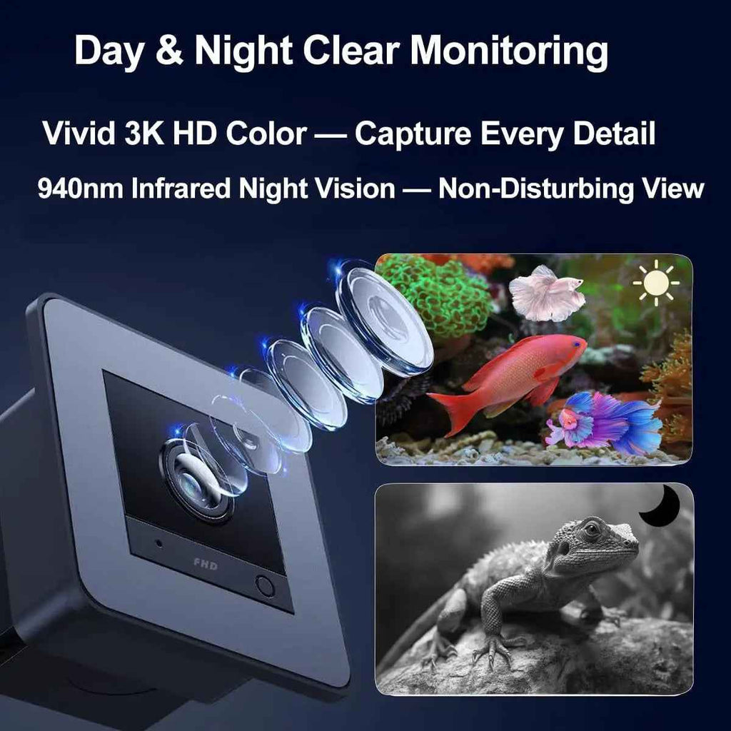 2K HD Aquarium Camera with Night Vision, Audio & 32GB Card