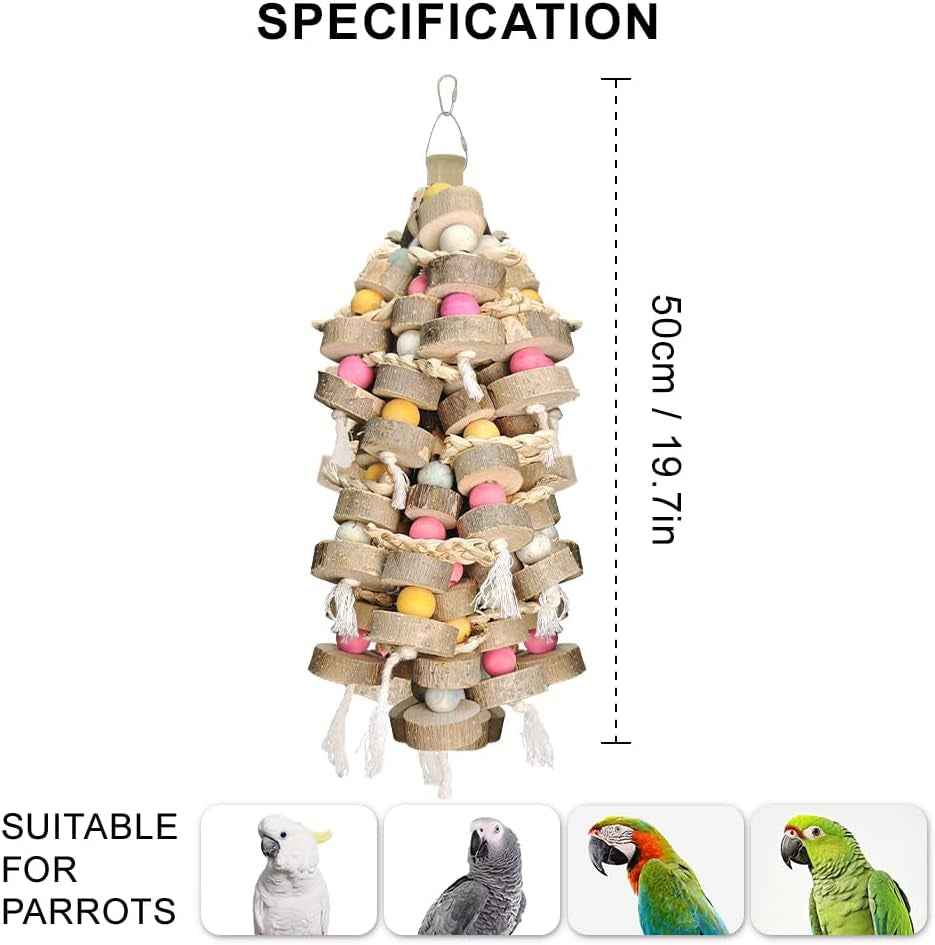 Large Parrot Chew Toy Bundle – Wood & Cotton, 2-Pack