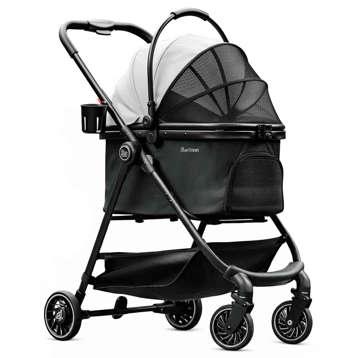 4-Wheel Foldable Pet Stroller – Removable Carrier, 33lb