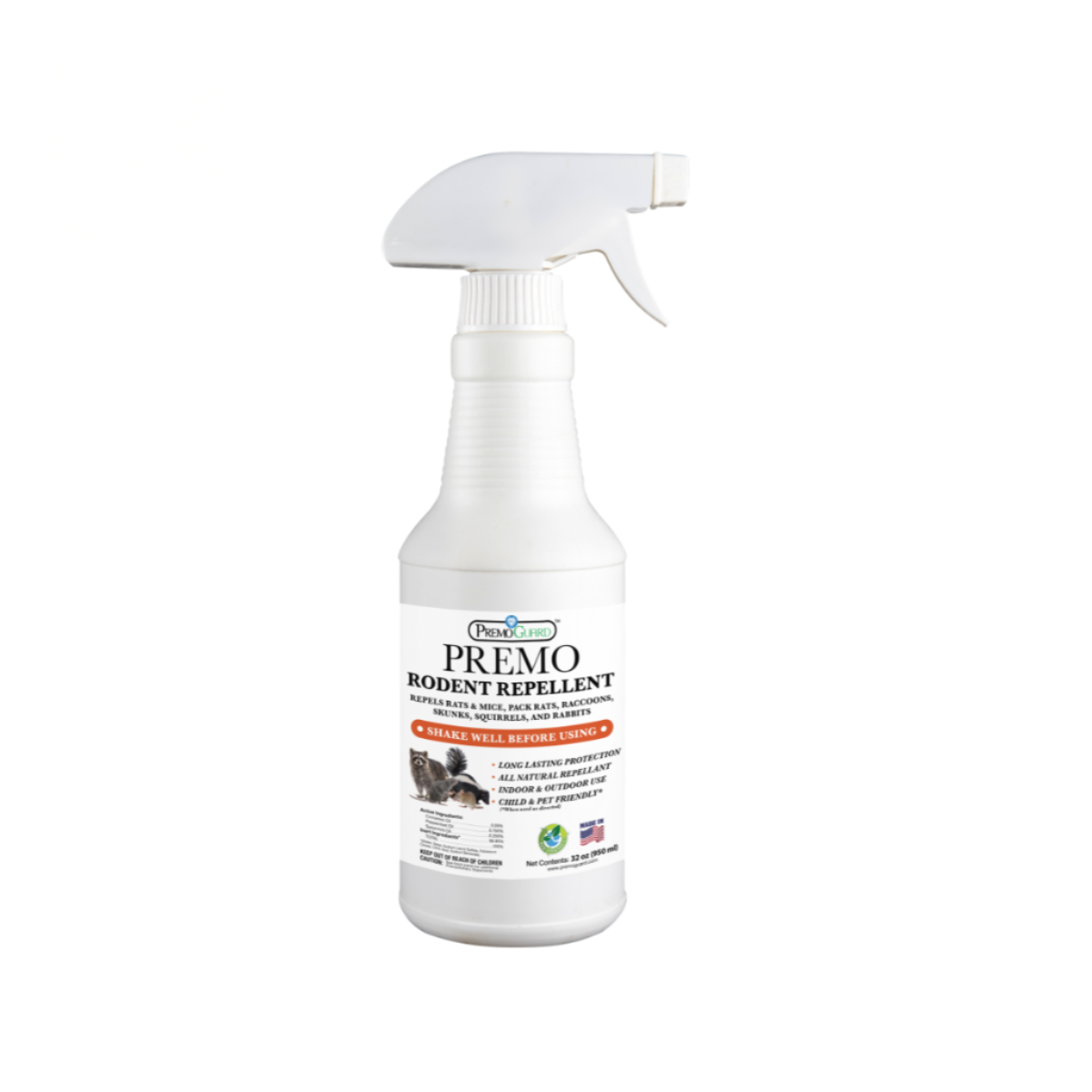 Rodent Repellent Spray - 32 oz | Plant Based Natural Non-Toxic | Premo Guard (C)
