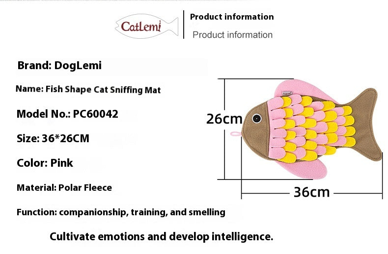 Fish-shaped Smell Blanket Training Cat Toy Food Bowl Toy