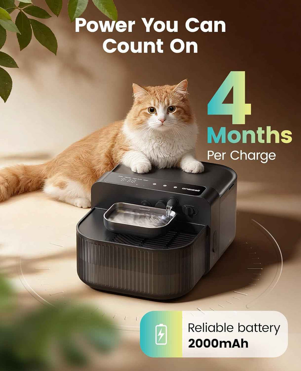 Wireless Filterless Cat Water Fountain 3.5L Stainless Steel