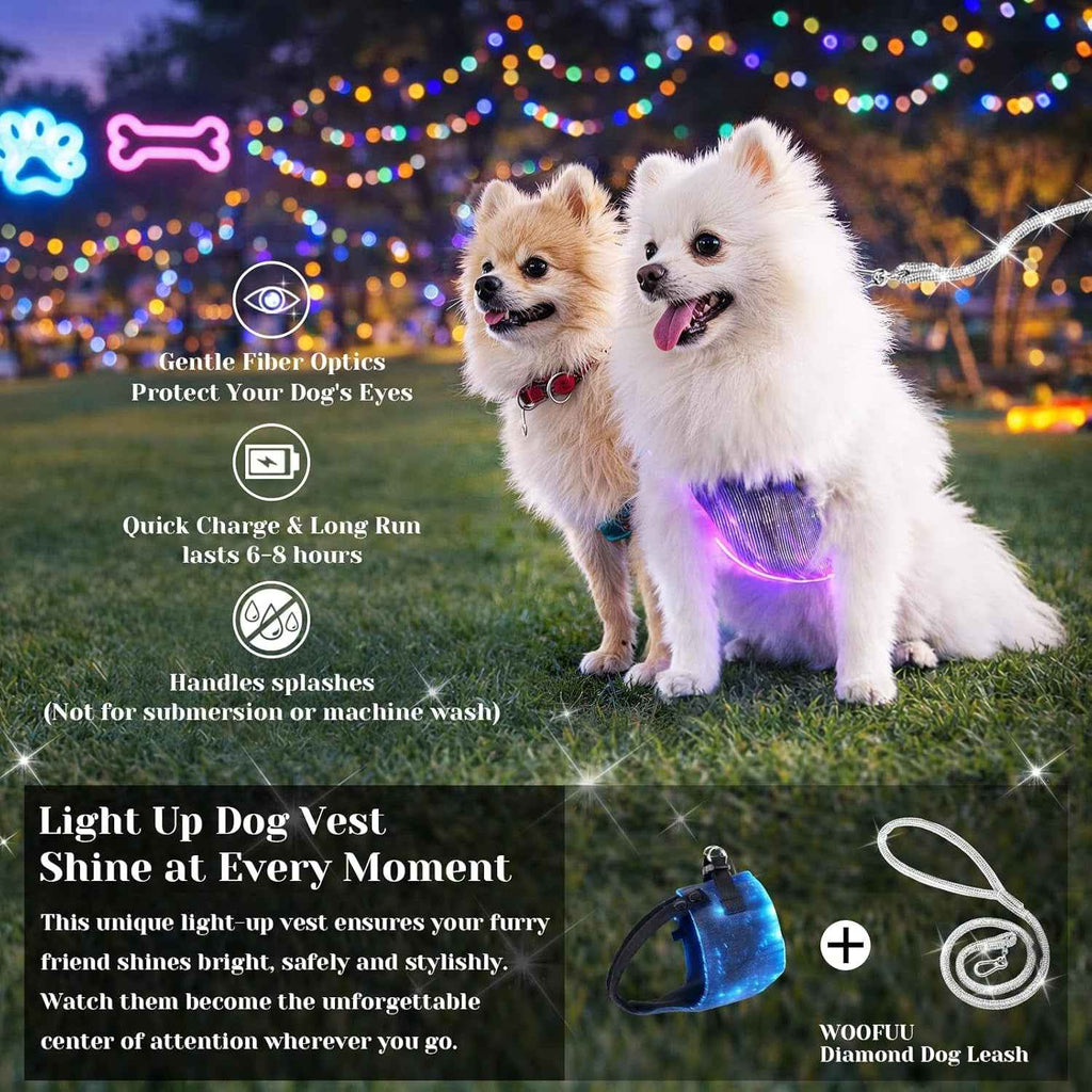 LED Fiber-Optic Dog Harness – Remote Control, Small