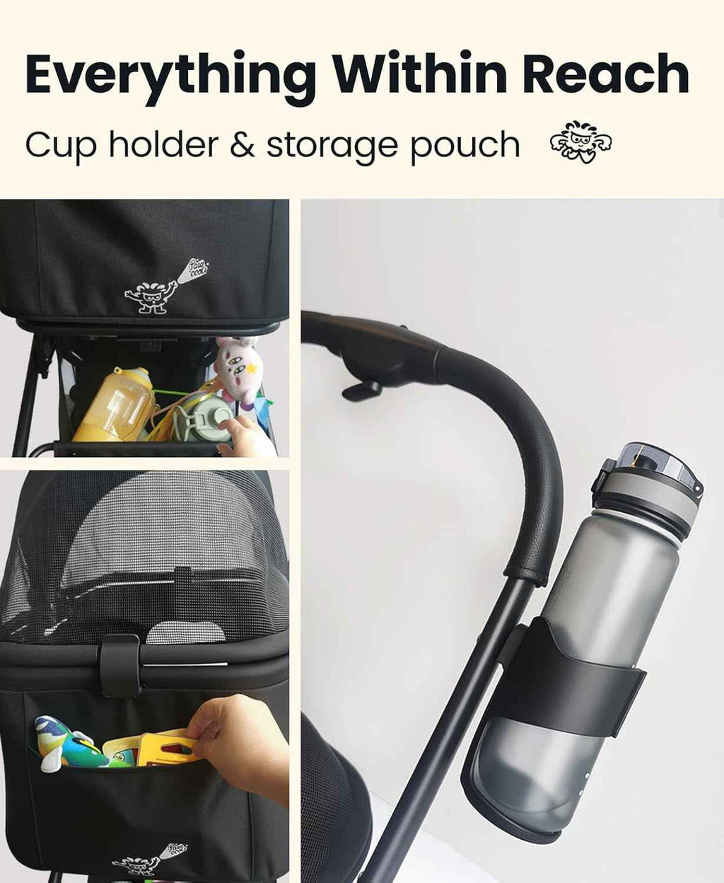 4-Wheel Foldable Pet Stroller – Removable Carrier, 33lb