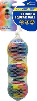 Petsport Tuff Balls Rainbow Squeaky Ball 1.8in 3Pk
