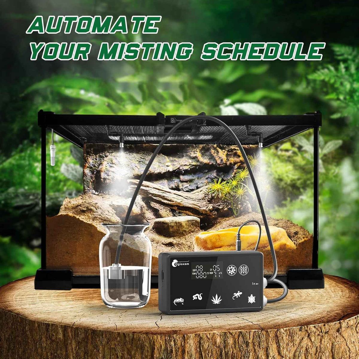 Automatic Reptile Misting System with Timer – Black
