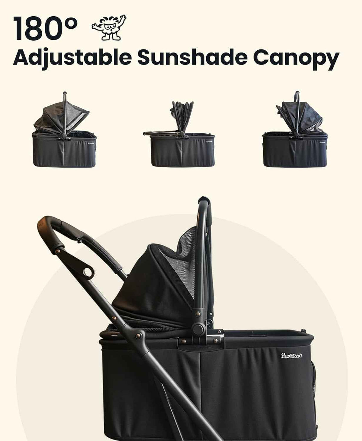 4-Wheel Foldable Pet Stroller – Removable Carrier, 33lb