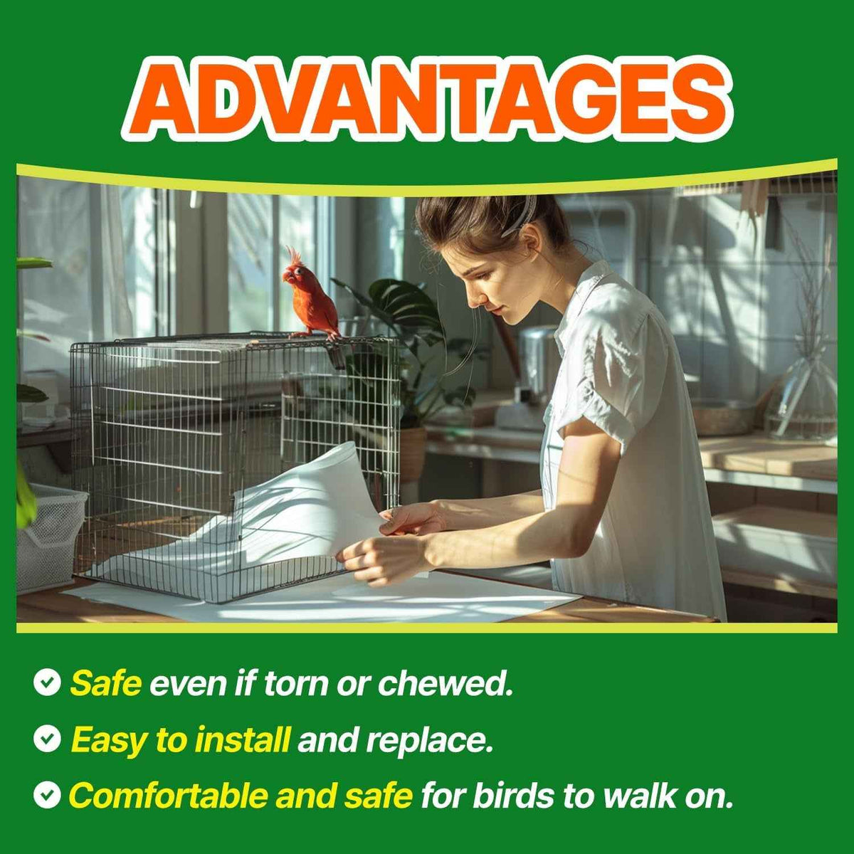 Bird Cage Liner Sheets – 120Ct Non-Toxic Paper