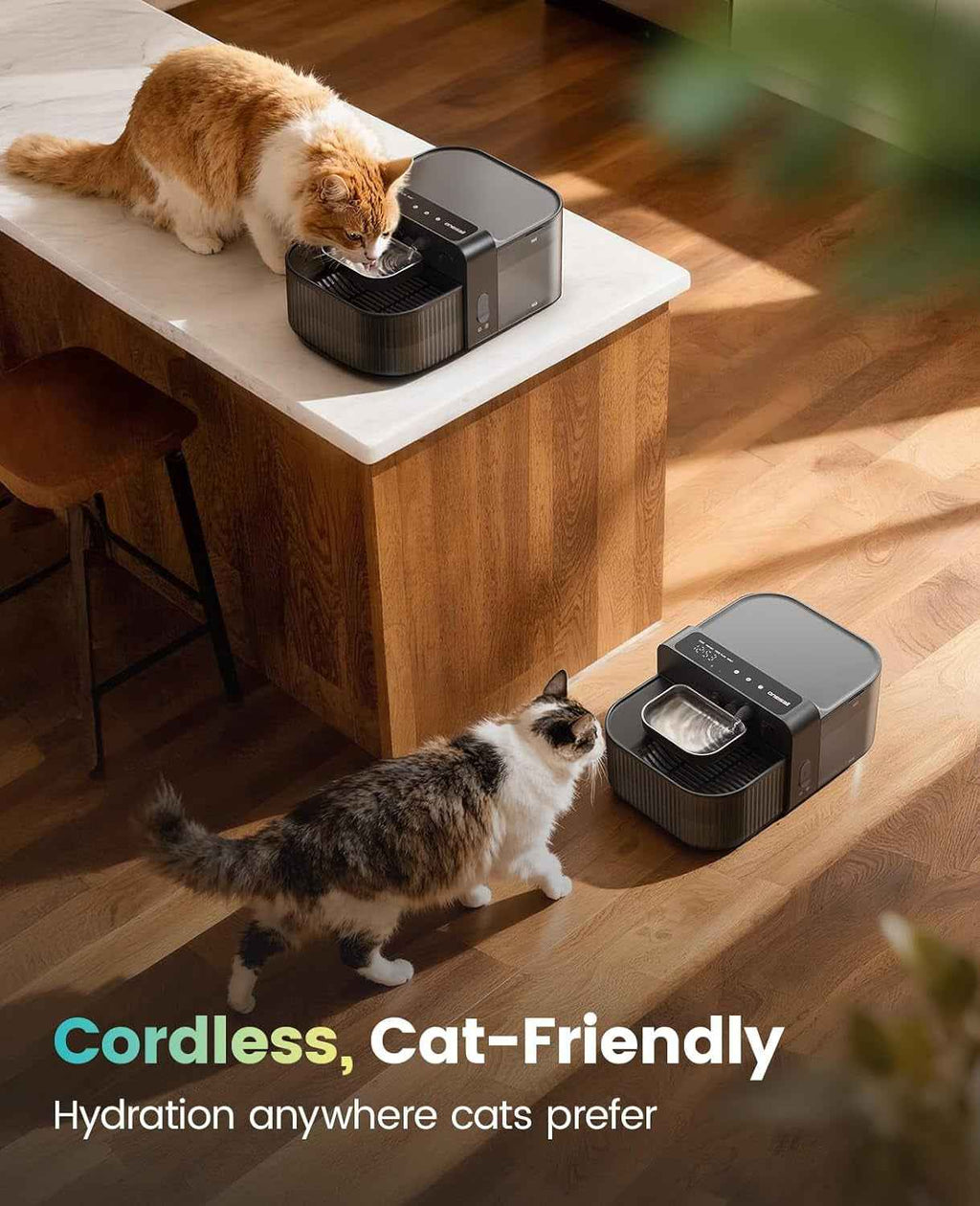 Wireless Filterless Cat Water Fountain 3.5L Stainless Steel