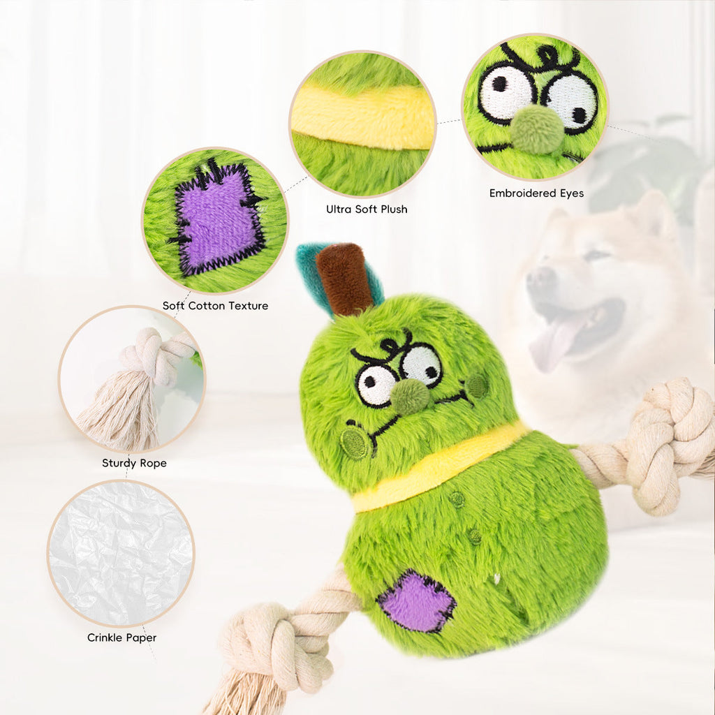 Interactive Dog Toy Plush Rope Knot Tug Of War Game Bb Bite Resistant Molar Tooth Toy