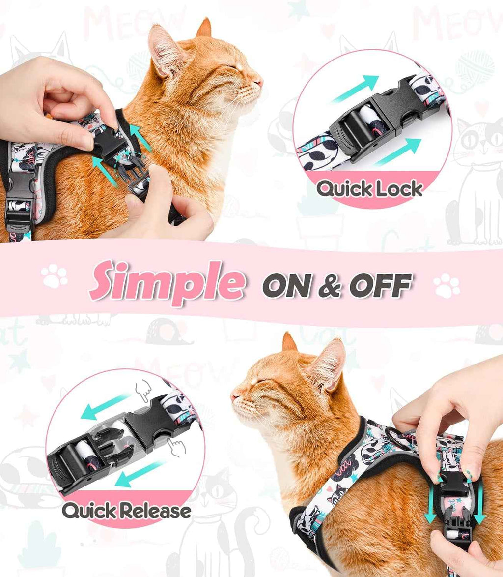 Escape-Proof Cat Harness & Leash Set, 59-Inch, XS–M
