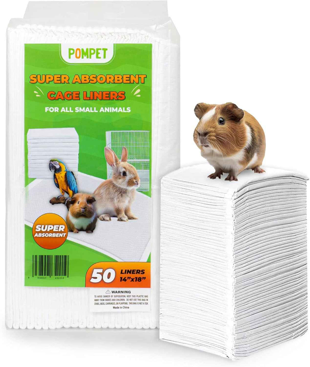 Guinea Pig Cage Liners – 50 Pack, 14x18 Absorbent