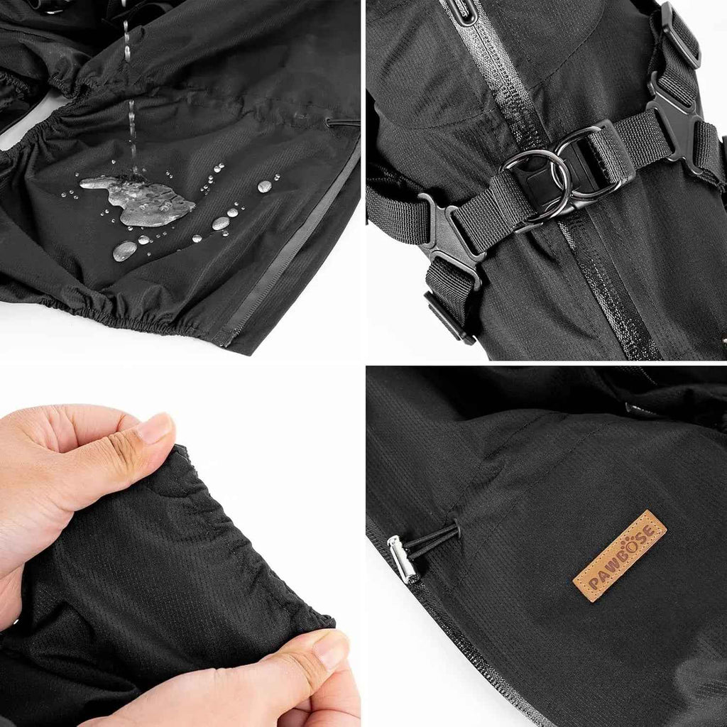 Waterproof 4-Leg Dog Raincoat with Harness, S–5XL