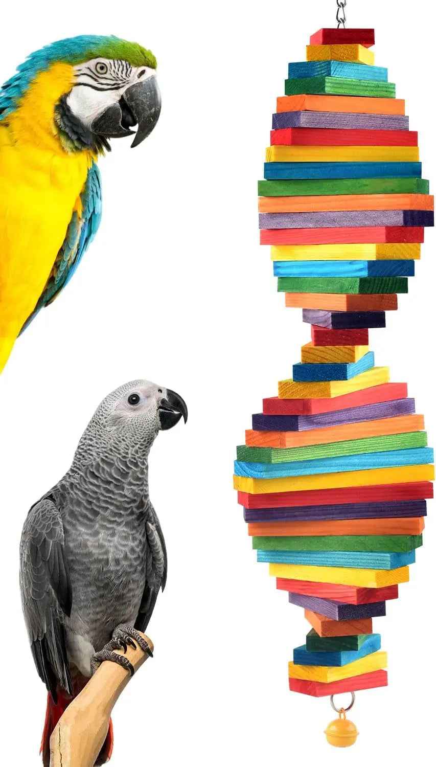 Bird Chew Toy with Wooden Blocks for Parrots