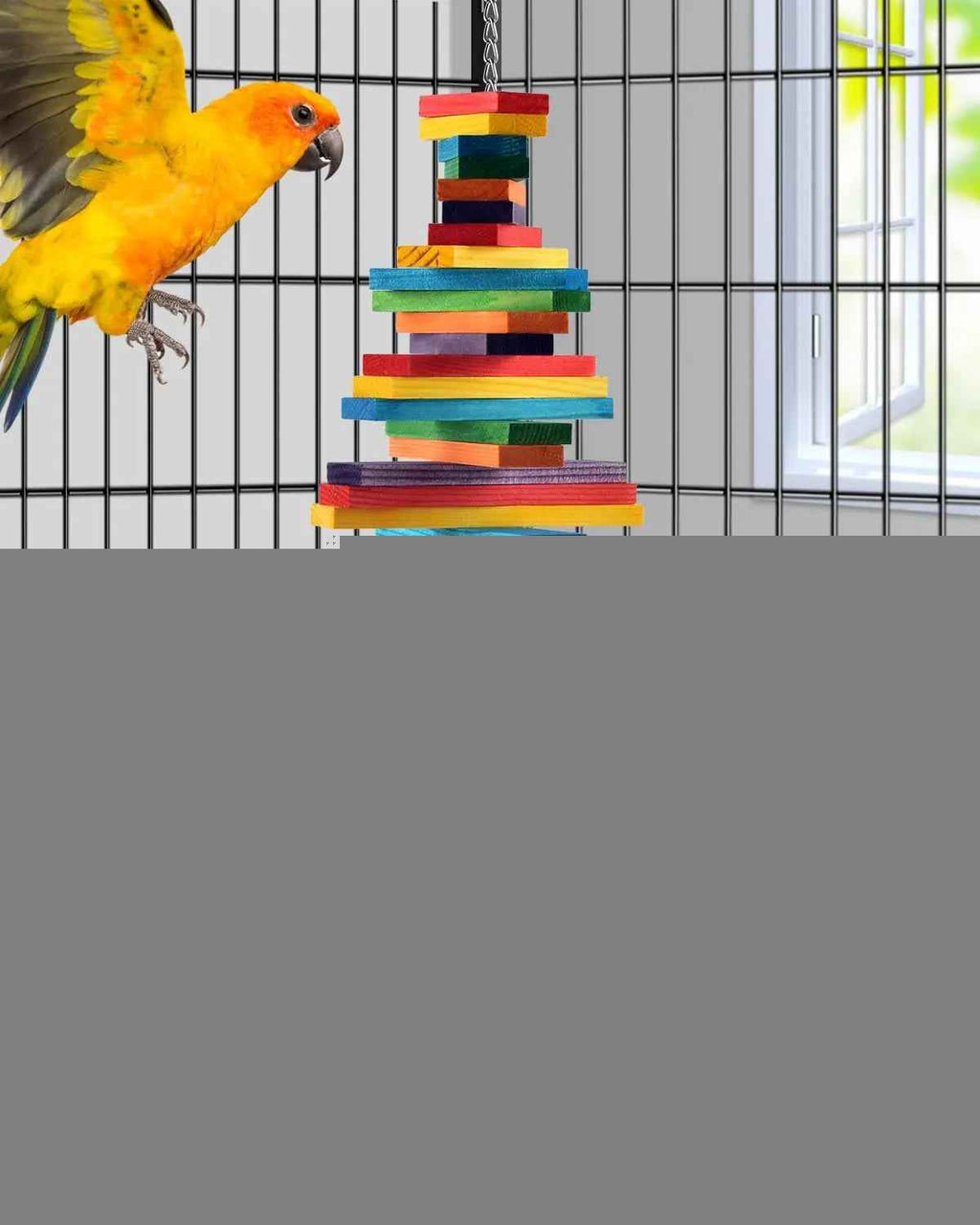 Bird Chew Toy with Wooden Blocks for Parrots