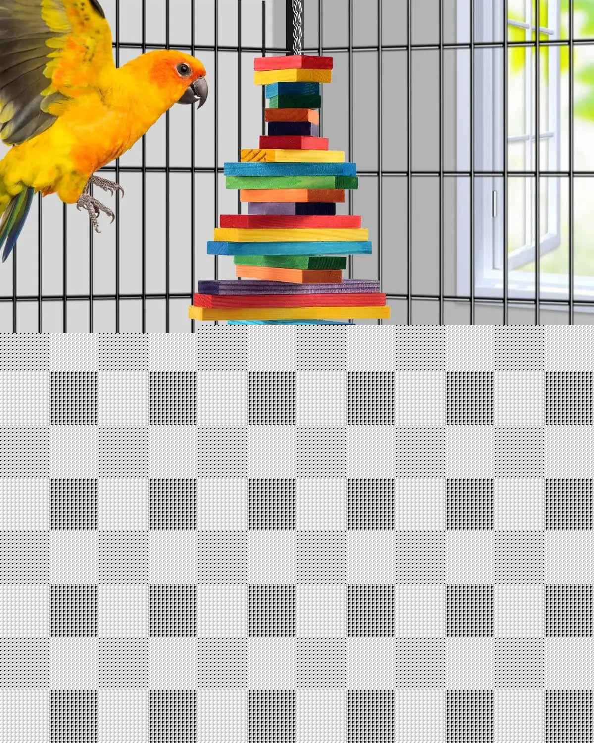 Bird Chew Toy with Wooden Blocks for Parrots