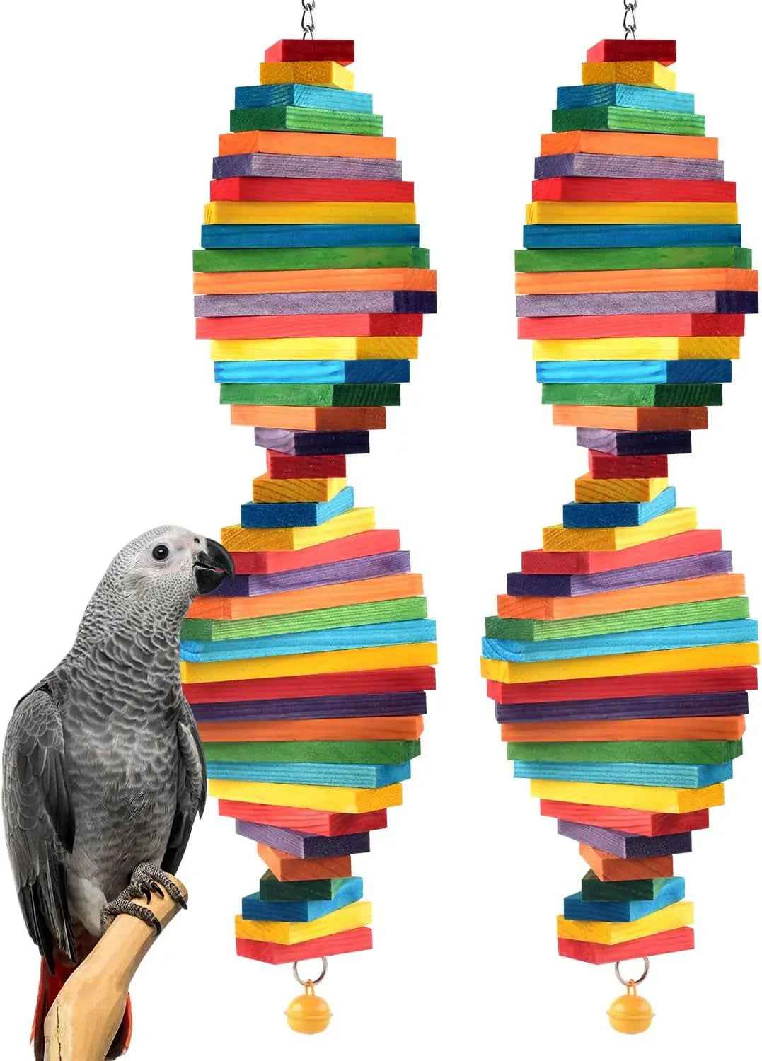 Bird Chew Toy with Wooden Blocks for Parrots