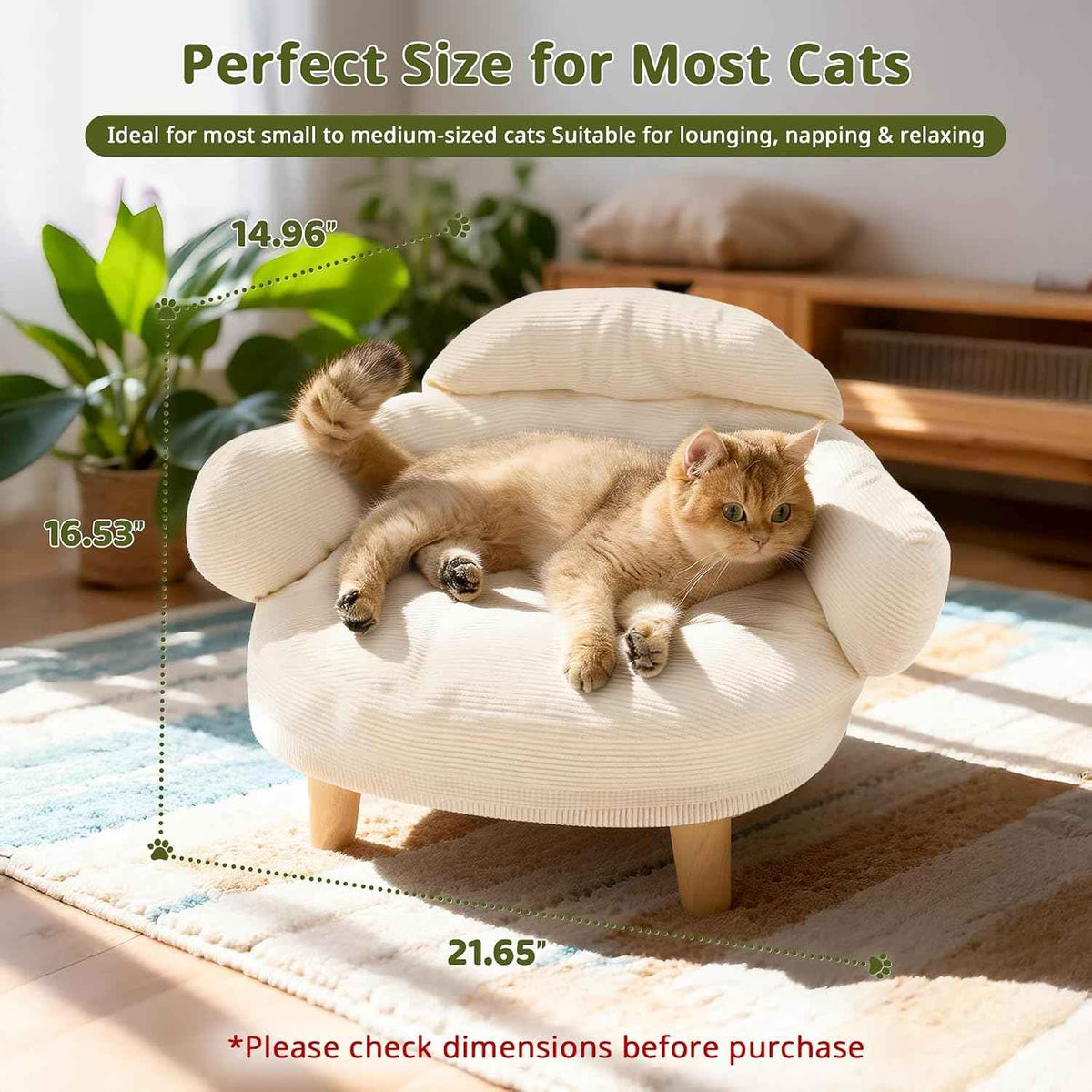 Furniture Style Cat Sofa Bed Velvet Pet Couch with Wood Legs
