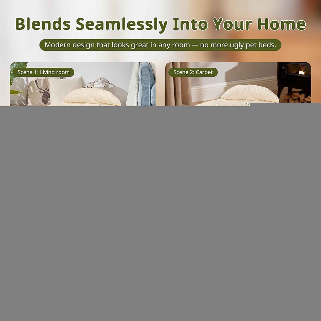 Furniture Style Cat Sofa Bed Velvet Pet Couch with Wood Legs