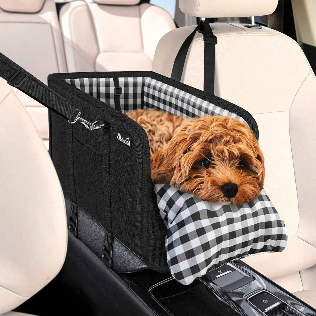 Console Dog Car Seat – Anti-Slip Booster with Safety Strap