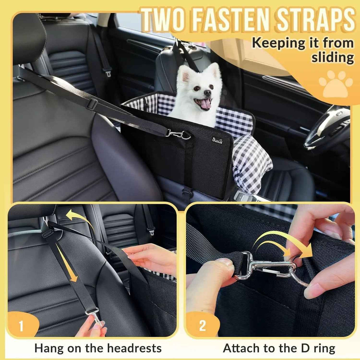 Console Dog Car Seat – Anti-Slip Booster with Safety Strap