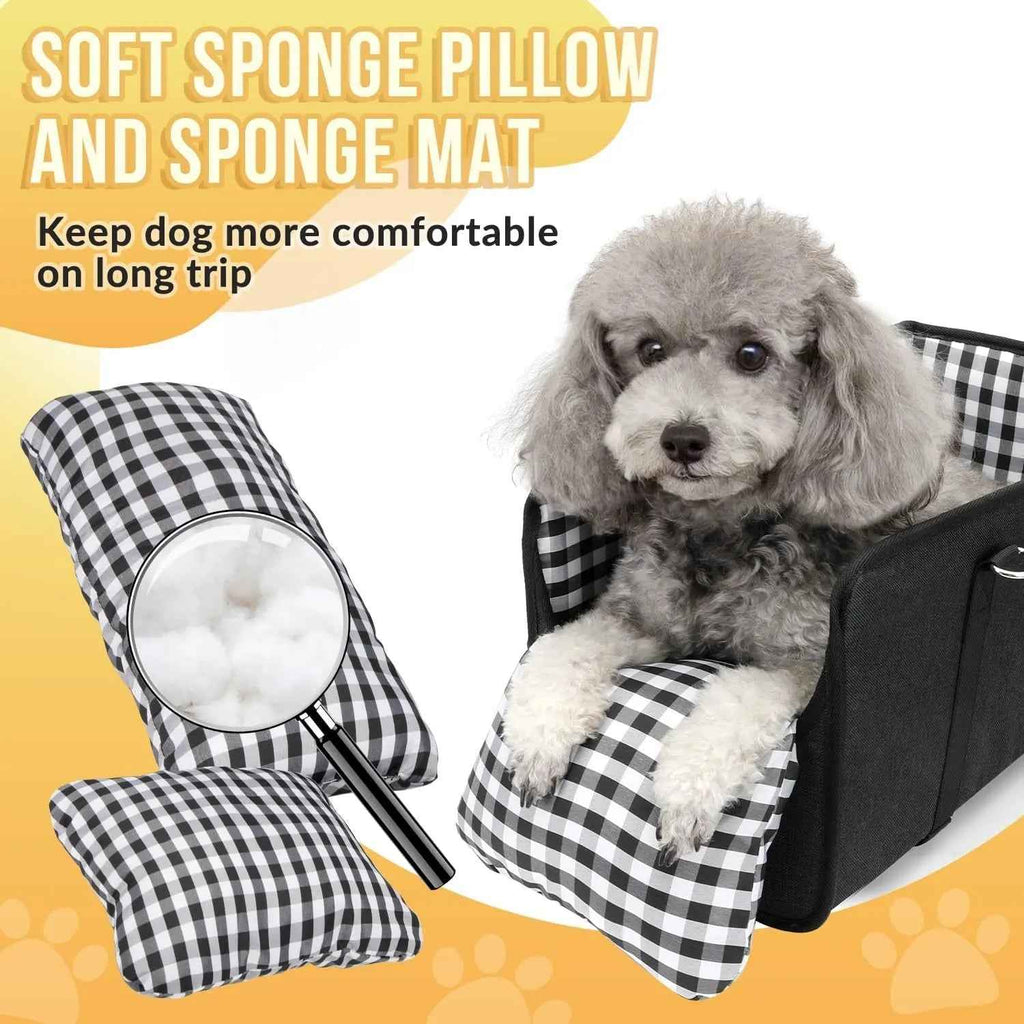 Console Dog Car Seat – Anti-Slip Booster with Safety Strap
