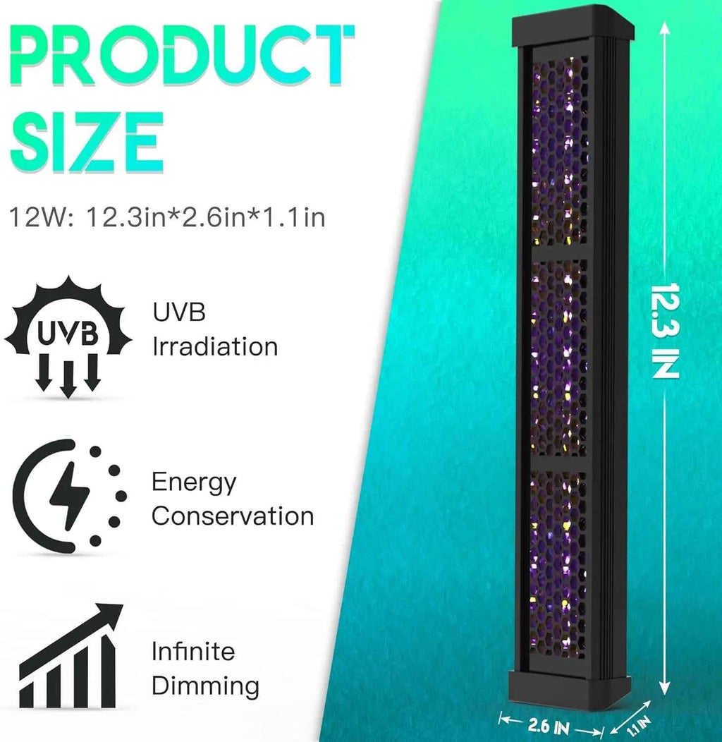 Dimmable LED Reptile UVB Lamp 12W with Timer for Lizards