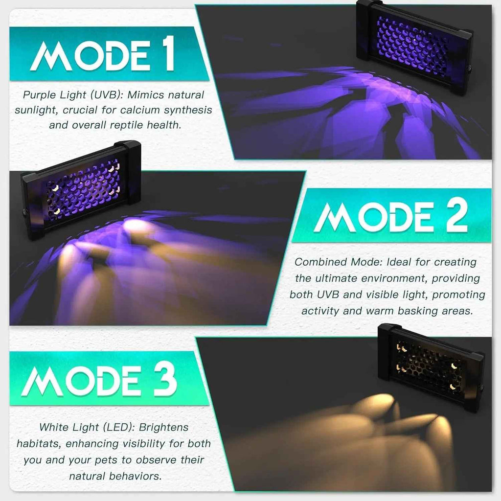 Dimmable LED Reptile UVB Lamp 12W with Timer for Lizards