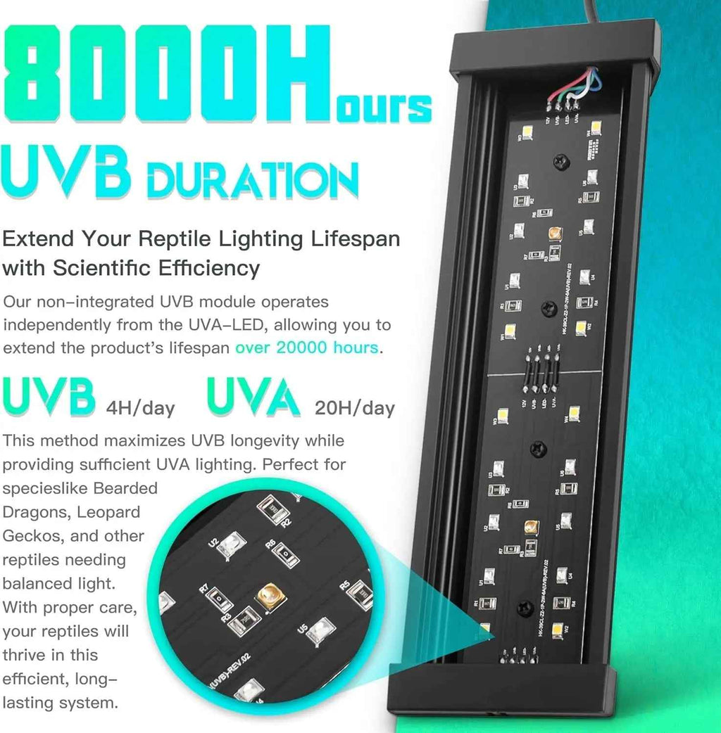 Dimmable LED Reptile UVB Lamp 12W with Timer for Lizards