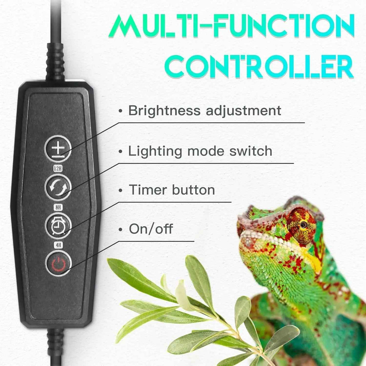 Dimmable LED Reptile UVB Lamp 12W with Timer for Lizards