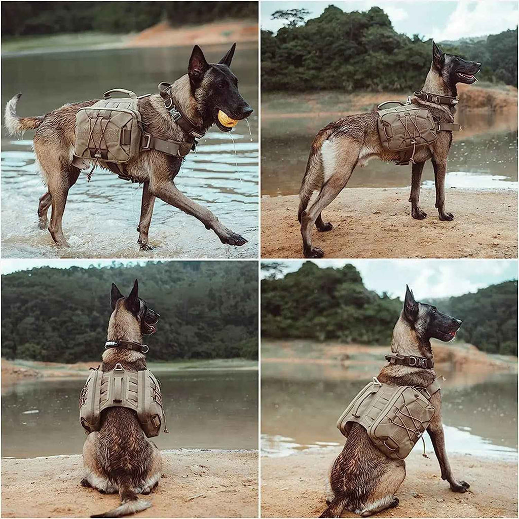 Tactical Dog Backpack Saddle Bag 900D Nylon for Hiking