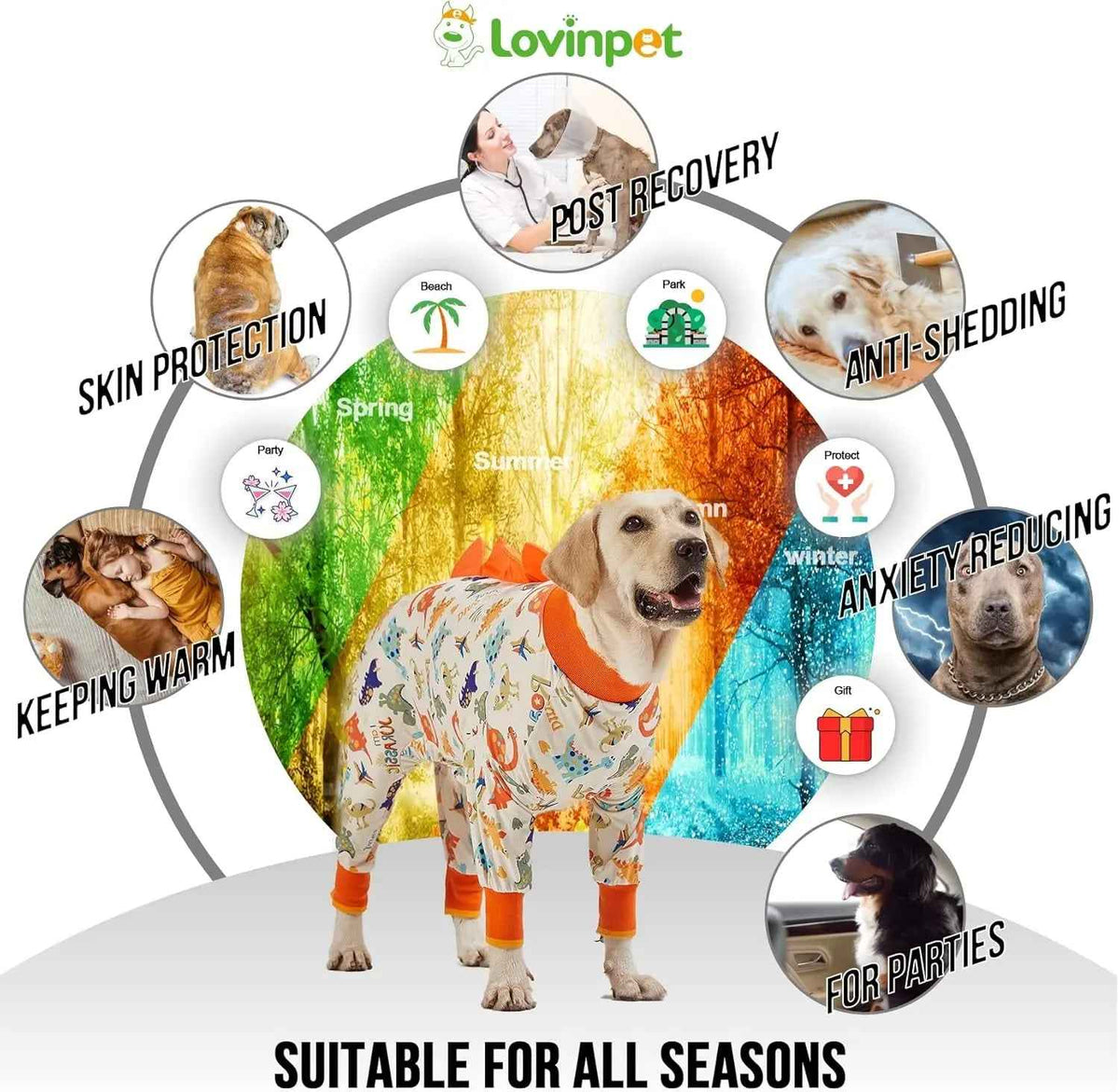 Jurassic Dog Recovery Onesie Pajamas for Medium & Large Dogs