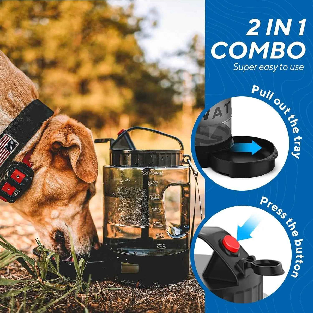 Portable Dog Travel Water Bottle with Bowl for Hiking