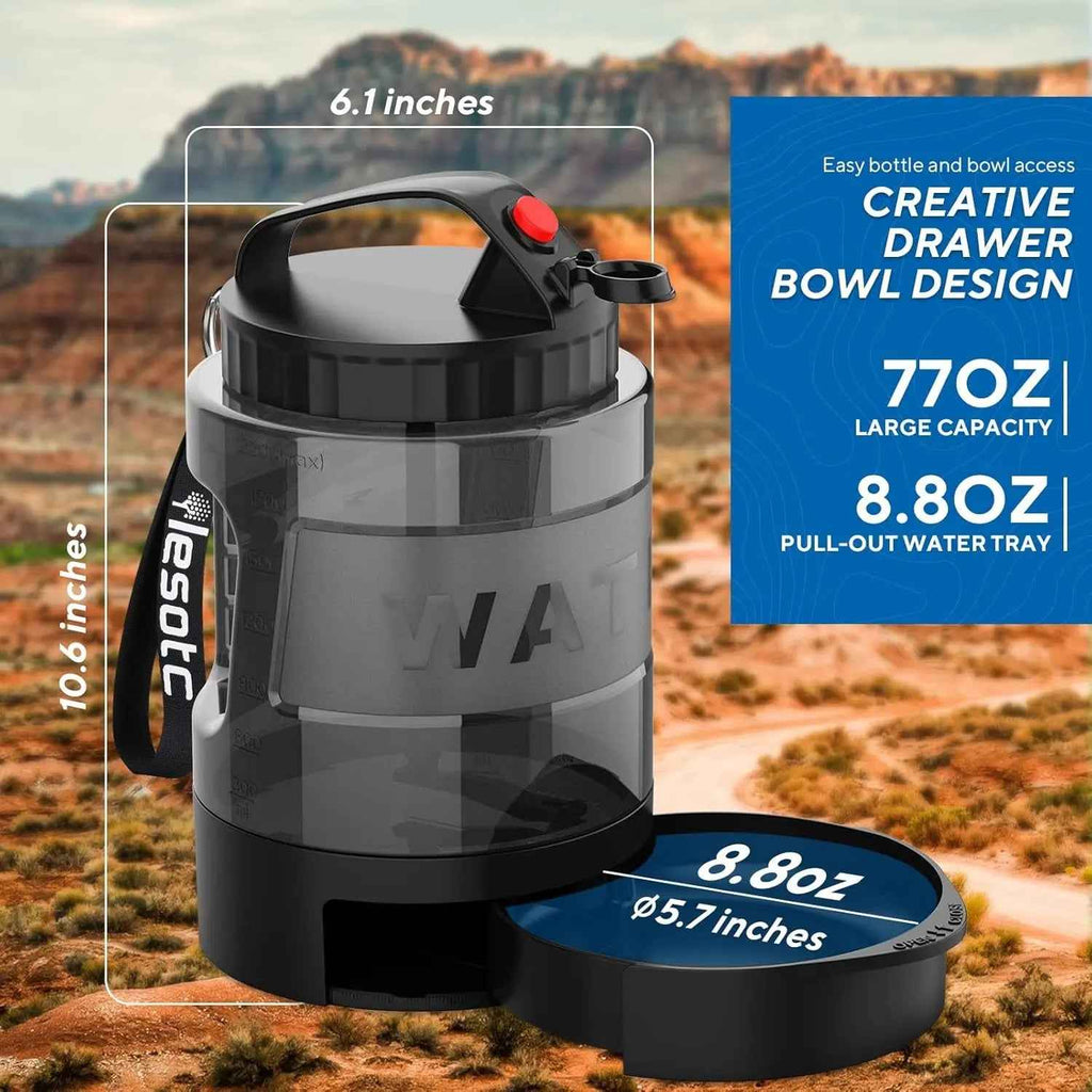 Portable Dog Travel Water Bottle with Bowl for Hiking