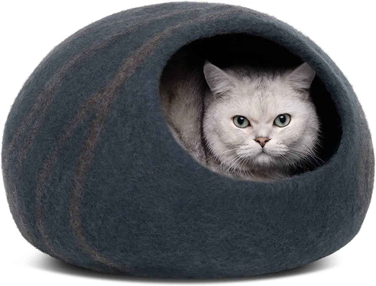 Handmade Merino Wool Felt Cat Cave Bed for Cats & Kittens