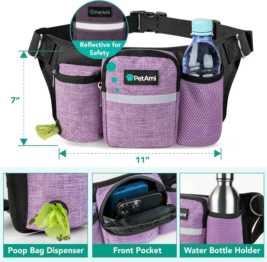 Hands Free Dog Leash Dual Bungee Waist Belt for 2 Dogs