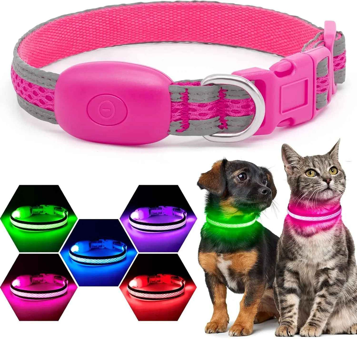 LED Dog Collar USB Rechargeable Light-Up Safety
