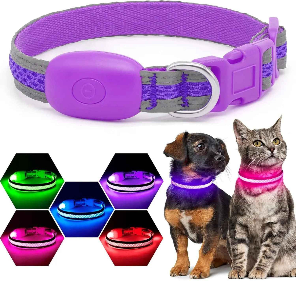 LED Dog Collar USB Rechargeable Light-Up Safety