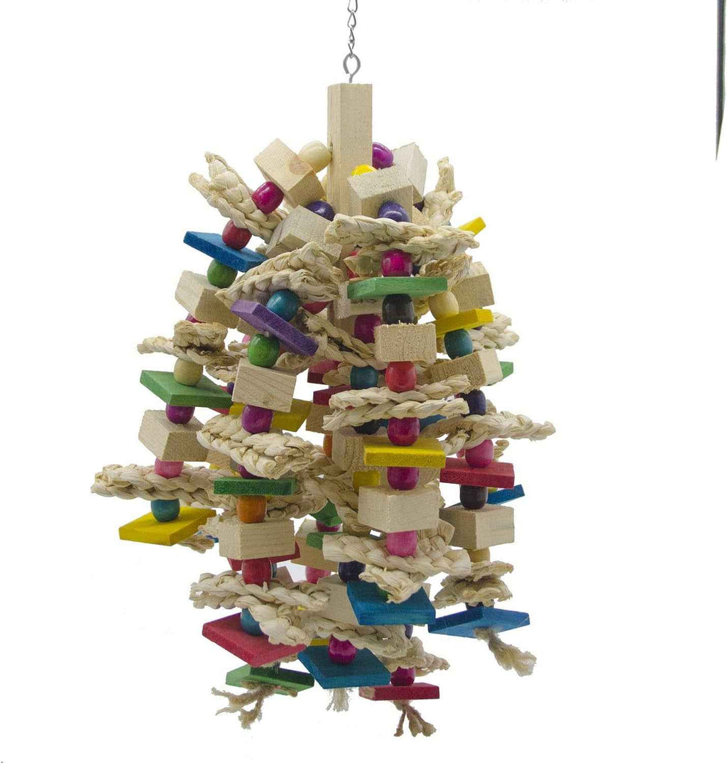 Large Parrot Wooden Chew Toy for Macaw & African Grey