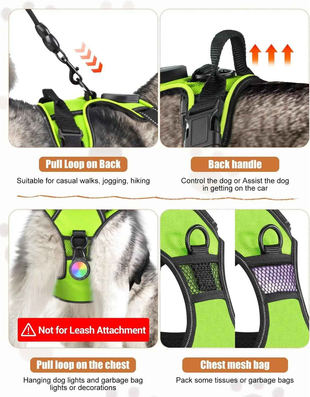Rechargeable LED No-Pull Dog Harness Vest for Night Safety